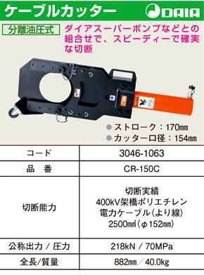 ケーブルカッター分離油圧式