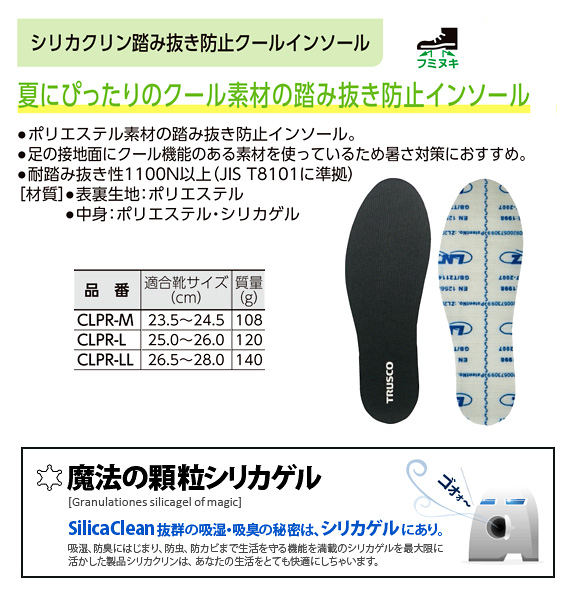 シリカクリン踏み抜防止クールインソール