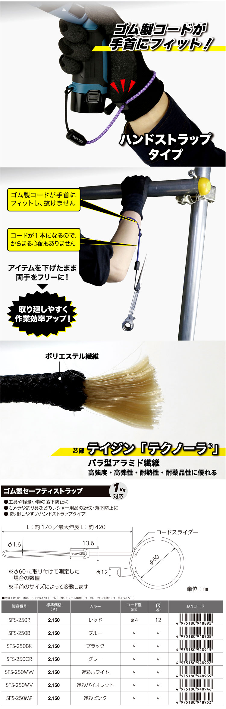 ゴム製セーフティストラップ