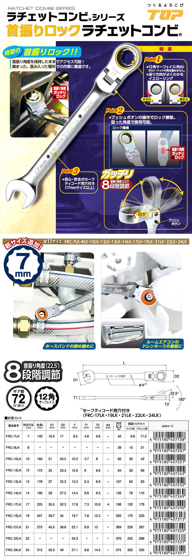 首振りロックラチェットコンビ