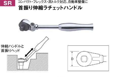 首振リ伸縮ラチェットハンドル