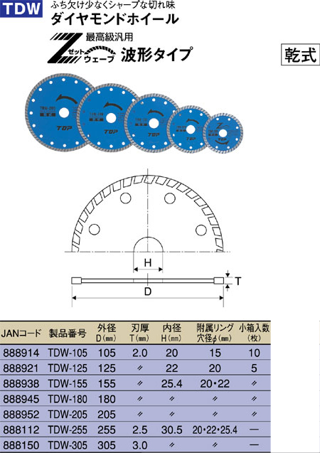 トップ工業 TOP ダイヤモンドホイール セグメントタイプ TDS-305A :TDS