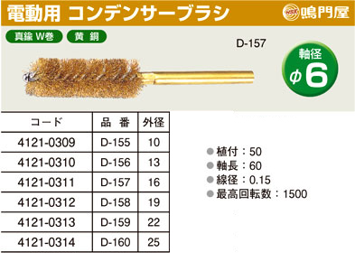 電動用真鍮W巻コンデンサーブラシ