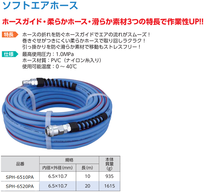 新潟精機 パオックソフトエアホース SPH-6520PA / エアーホース / エア