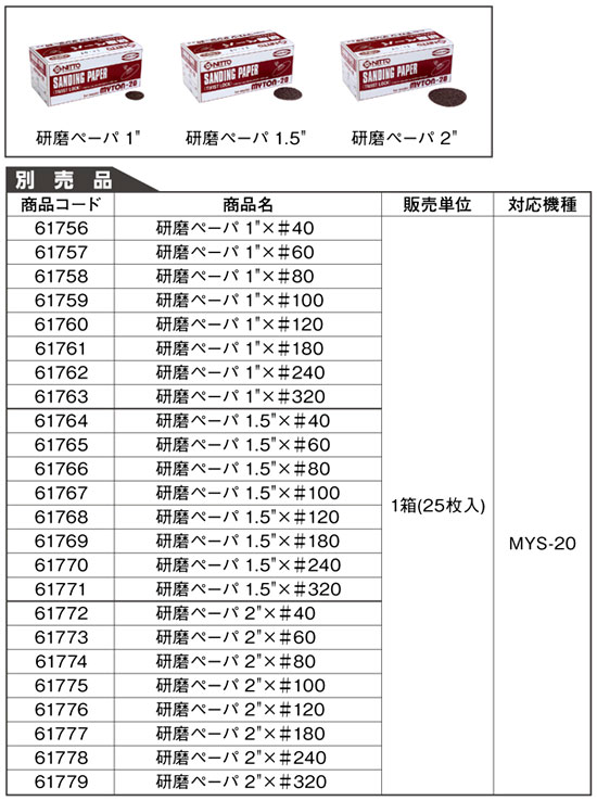 マイトンMYS-20専用研磨ペーパ