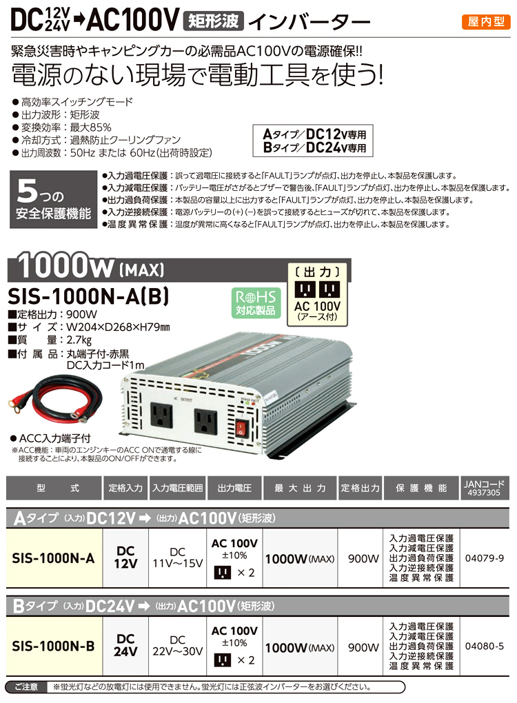 矩形波DC-ACインバーター1000W