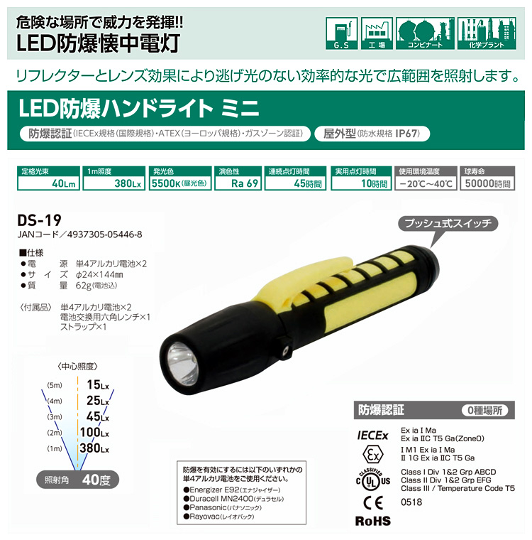 LED防爆ハンドライトミニ(乾電池式)