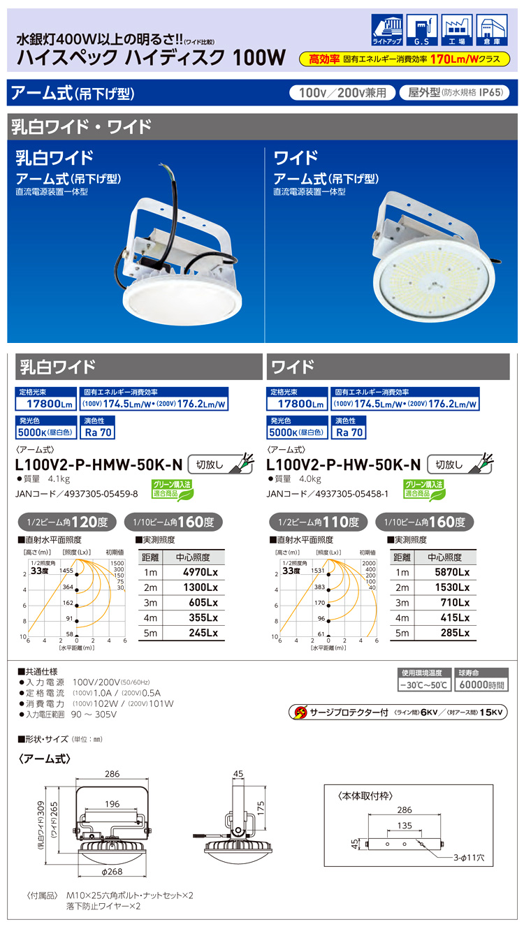 ハイスペックハイディスクLED100W(吊下型)