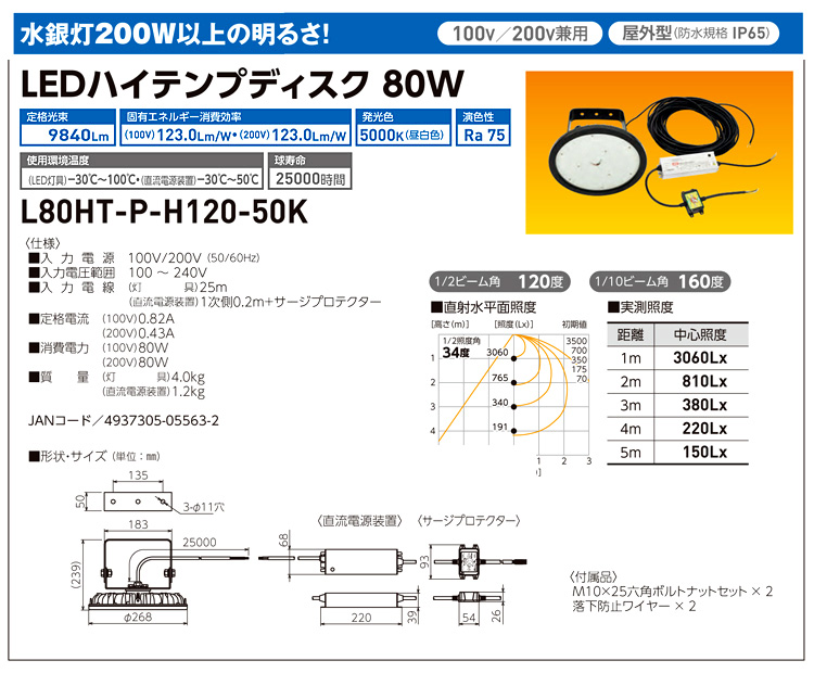LEDハイテンプディスク80W(耐熱仕様)