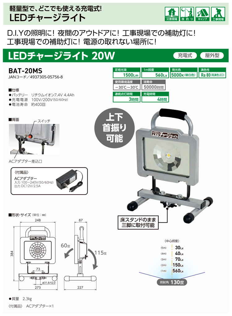 LEDチャージライト20W(充電式)