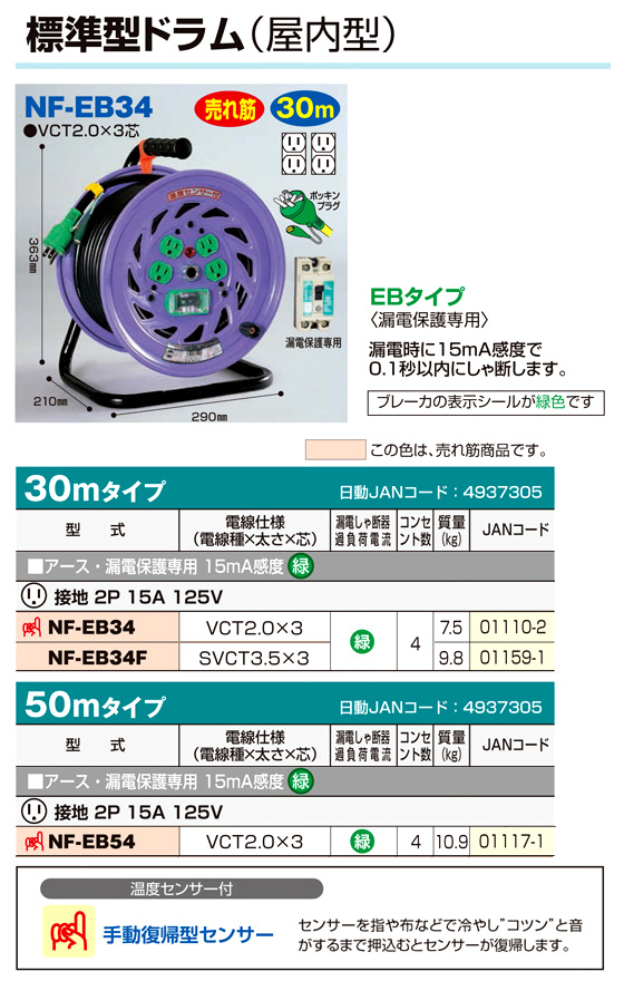 18％OFF】 資材屋さん日動 電工ドラム 防雨防塵型びっくリール１００Ｖ アース付 ３０ｍ ＲＢＷ−Ｅ３０Ｓ 《発注単位