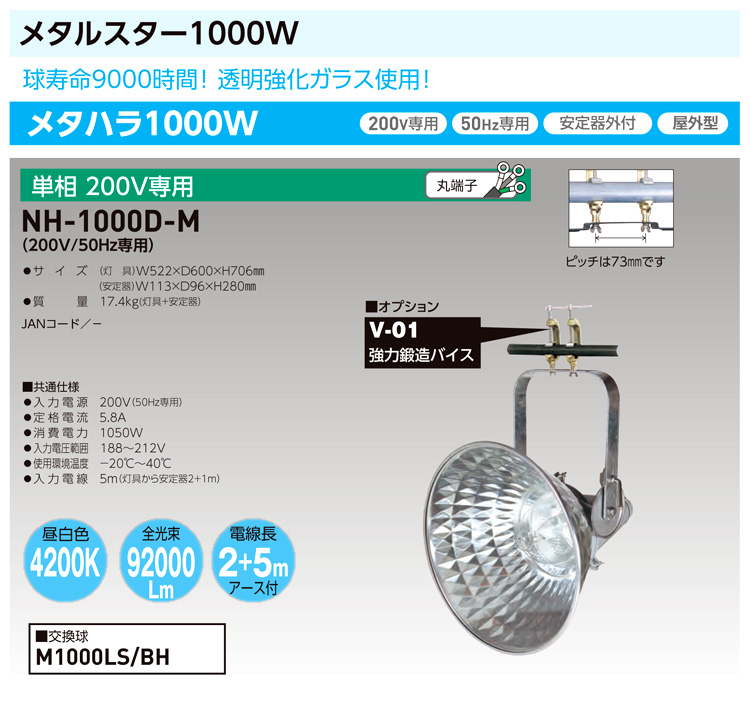 2021春夏新作】 NH-400D-M-200V-50Hz メタルハライドライト 本体 安定器 400W 200V 日動工業