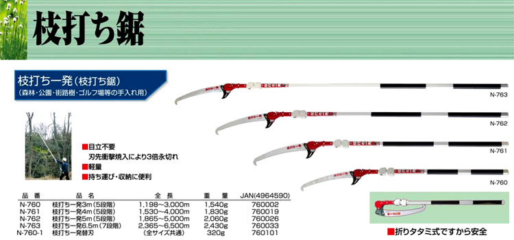 ニシガキ工業 枝打ち鋸『枝打ち一発』 N-760 / 高枝切り / 土工 農具 園芸用品 | 電動工具の道具道楽