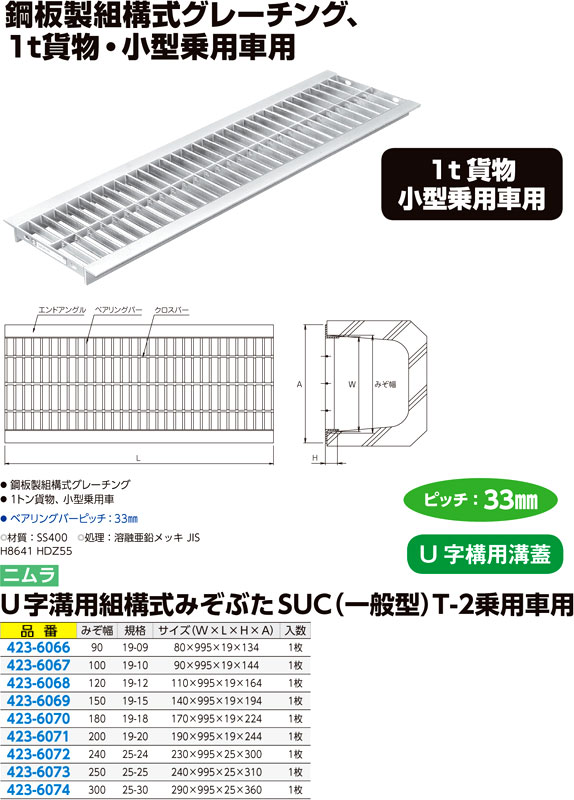 横断溝 側溝 グレーチング 溝幅450mm T20 プレーン 細目 圧接式 溝蓋 ニムラ 溝蓋 側溝蓋 規格 - 2