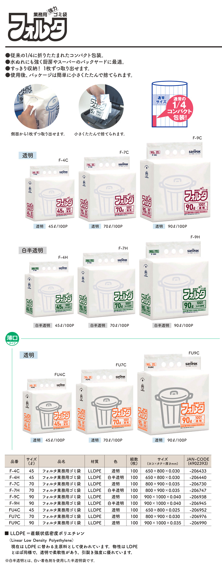 フォルタ業務用ゴミ袋