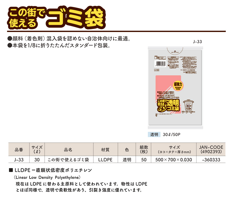 この街で使える透明ゴミ袋30L