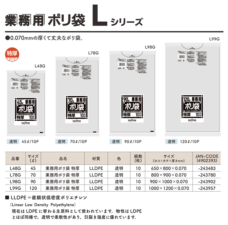 〔ごみ収集〕業務用ポリ袋(0.070mm厚)