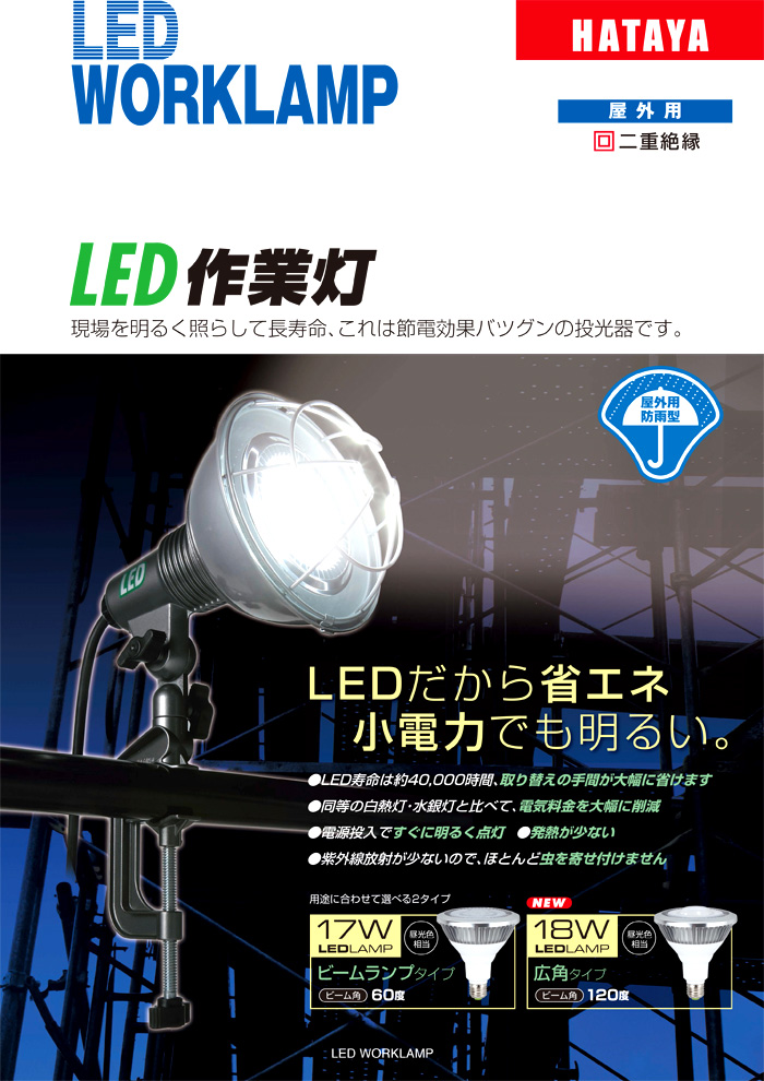 ハタヤ ４０ＷＬＥＤ作業灯・電線１０ｍ REL-10W - 1