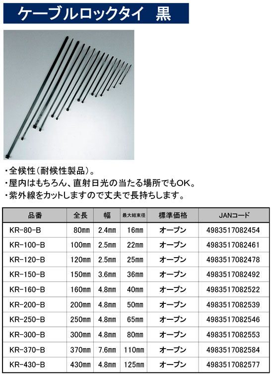 ケーブルロックタイ〔黒〕