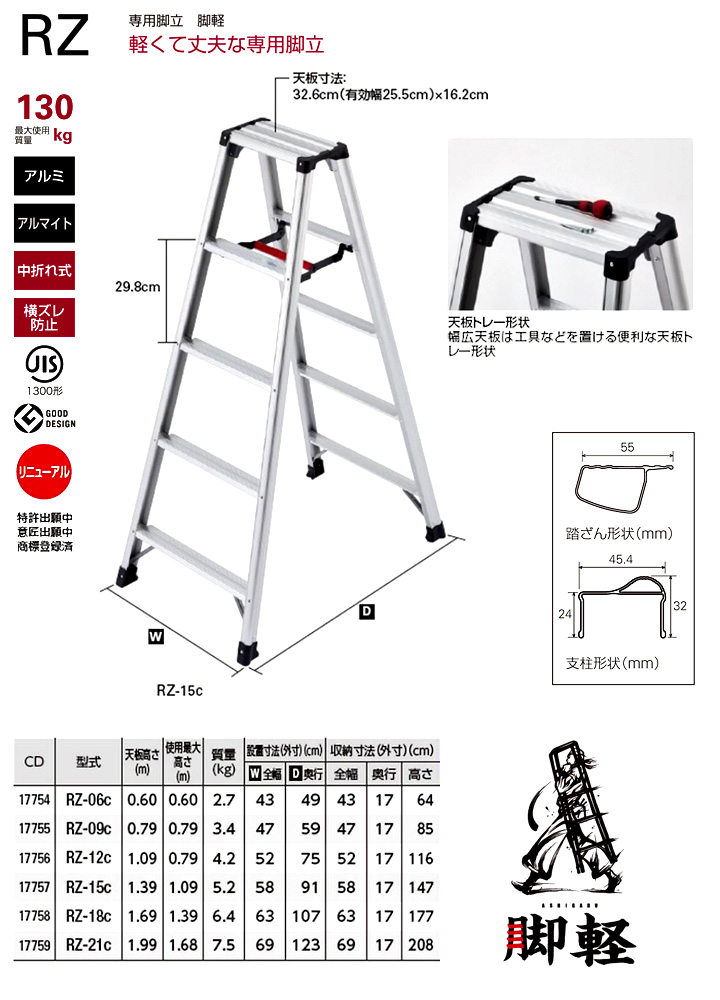 長谷川工業 専用脚立RZ「脚軽」 RZ-06c / 脚立・脚立アプション部品