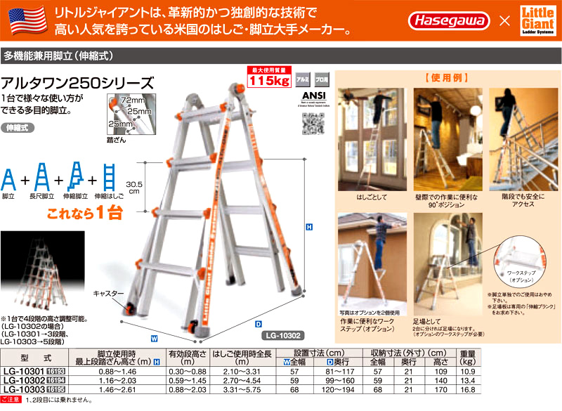 至高 長谷川工業 Hasegawa LittleGiant オプション ワークステップ LG