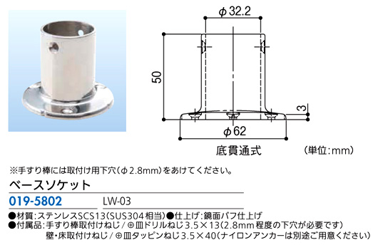 〔ステンロストワックス〕ベースソケット
