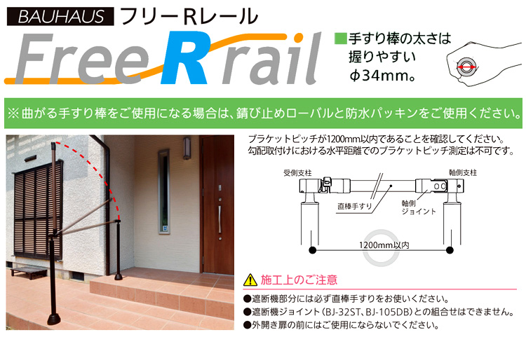 〔フリーRレール〕遮断機式受側壁付ブラケット(角度調整付)