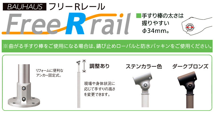 〔フリーRレール〕ベースプレート式コーナー支柱