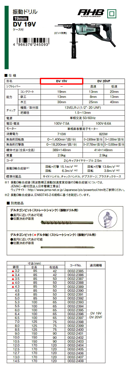 19mm振動ドリル