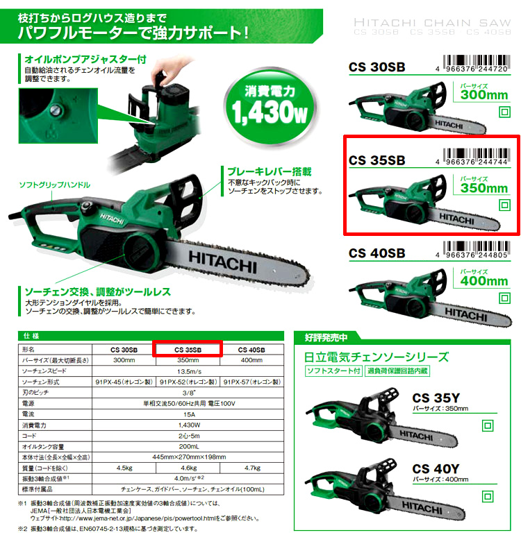350mm電気チェンソー