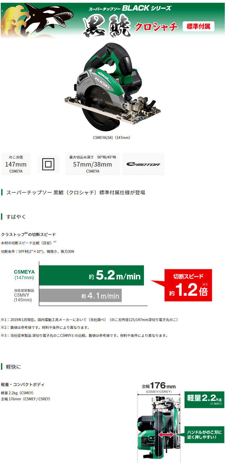 格安即決 ハイコーキ 丸ノコ C5MEYA 147mm 100v