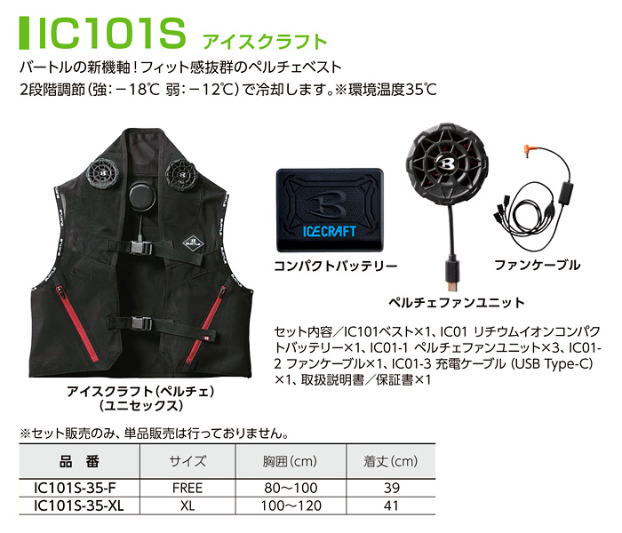 〔アイスクラフト〕ペルチェベストIC101S(一式セット)