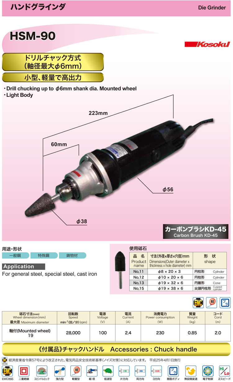 富士製砥 ハンドグラインダー Hsm 90 ハンドグラインダー 電動 工具 電動工具の道具道楽