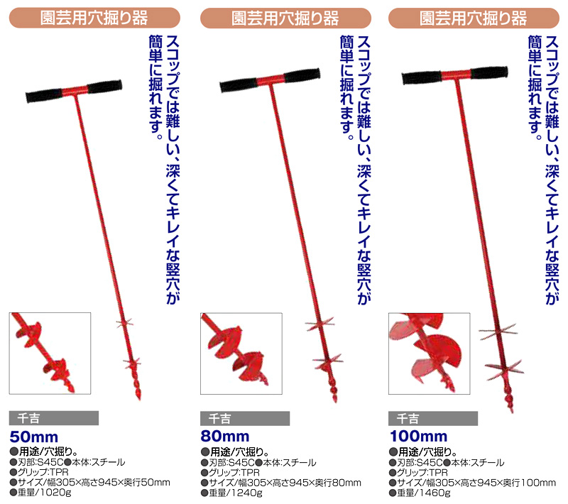 〔千吉〕園芸用穴掘り器