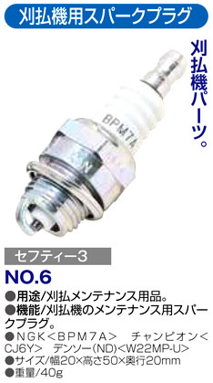 〔セフティー3〕刈払機用スパークプラグ