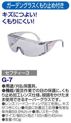〔セフティー3〕ガーデングラスくもり止め付き