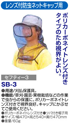 〔セフティー3〕レンズ付防虫ネットキャップ用