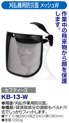 〔セフティー3〕刈払機用防災面　メッシュＷ