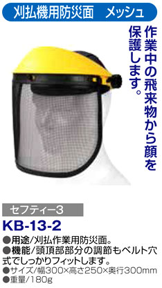 〔セフティー3〕刈払機用防災面　メッシュ