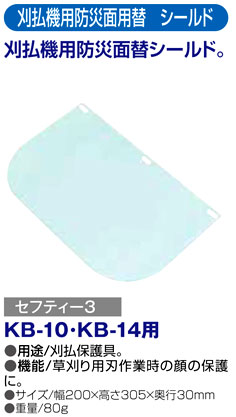 〔セフティー3〕刈払機用防災面用替　シールド