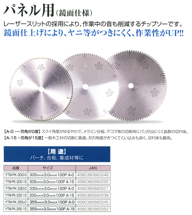 PAS パネルソー用チップソーLAQ 305MMX3.0X100P：無線計画 インカム