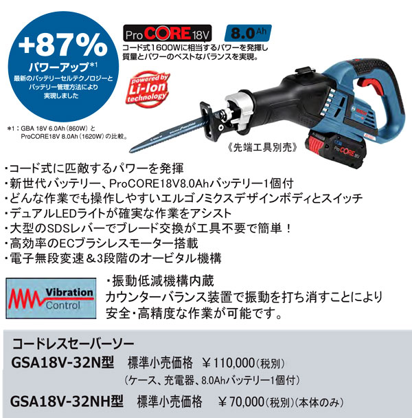 ボッシュ電動工具 18Vコードレスセバーソー GSA18V-32NH / セバーソー