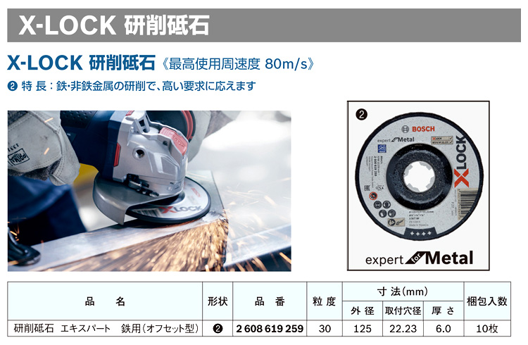 ボッシュ電動工具 X-LOCK研削砥石エキスパート（鉄用オフセット型