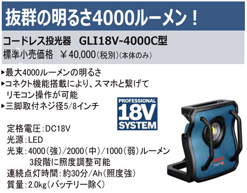 18VLEDコードレス投光器【本体のみ】