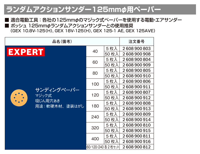 サンディングペーパーマジック式(125mm)