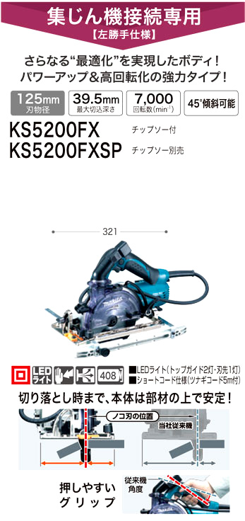 SALE／76%OFF】 マキタ 125mm防じん丸のこ 左勝手 KS5200FX