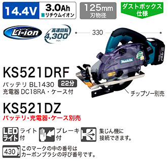 125mm14.4V【3.0Ah電池付】充電式防じんマルノコ