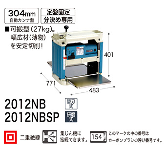 マキタ 304mm小型自動カンナ 2012NBSP / 電気かんな / 電動 工具 