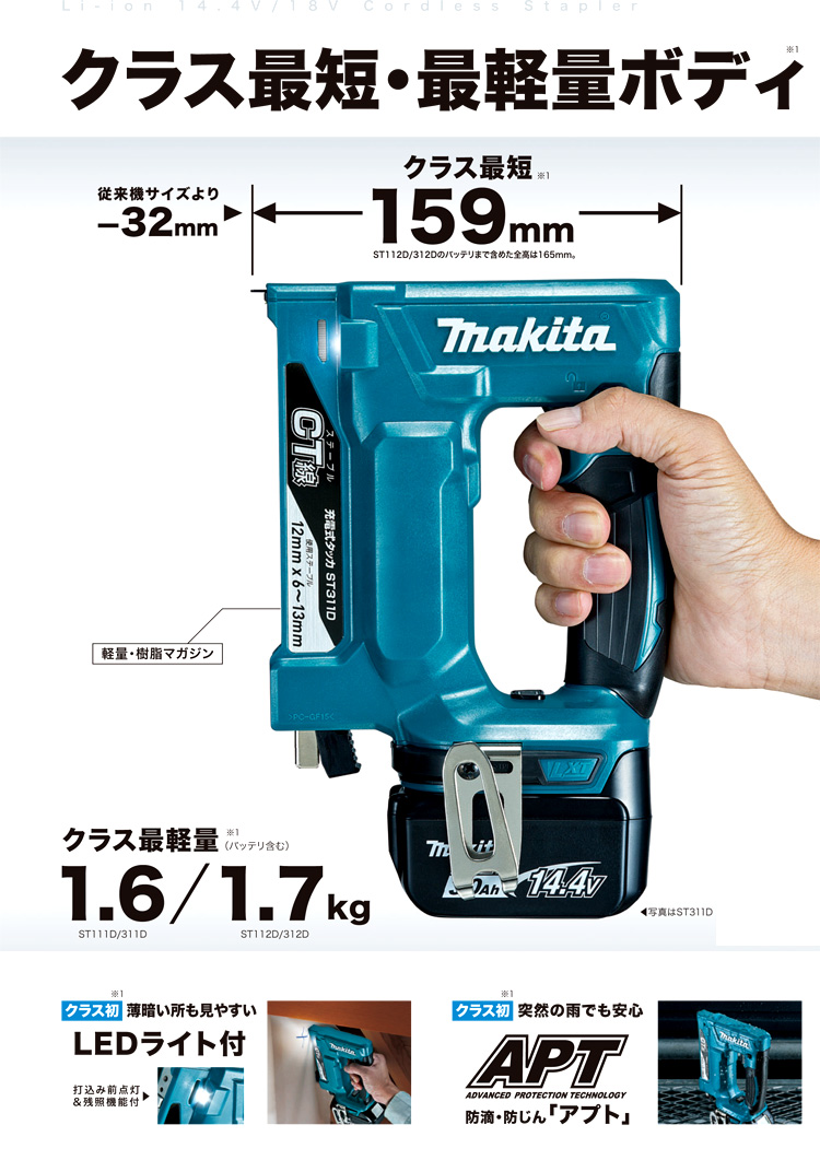 マキタ 14.4V 充電式タッカ ST111DZK（本体 ケース） 通販