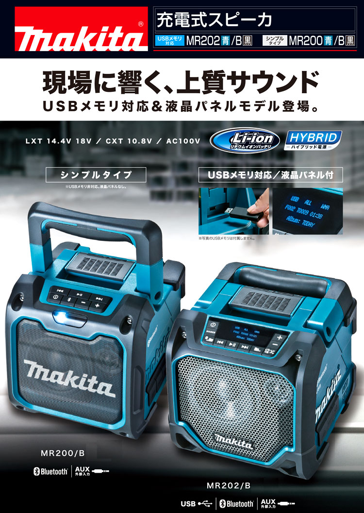 マキタ 充電式スピーカー MR200 / ラジオ・テレビ・スピーカー / 充電 